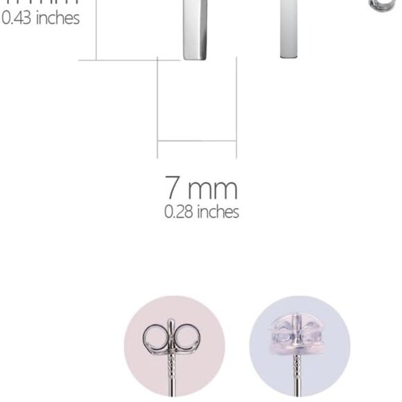 Sterling Silver Cross Stud Earrings Women Minimalist Faith Jewelry 7mm - Picture 5 of 6